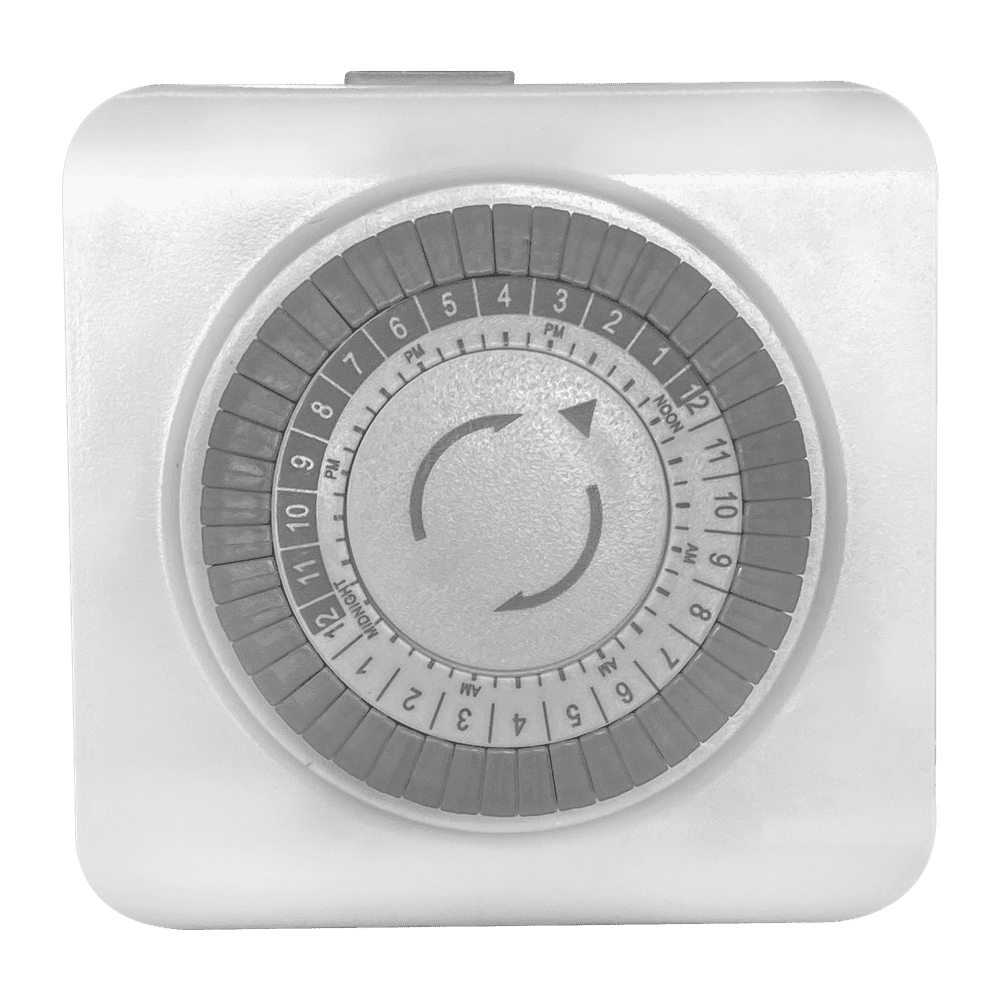 Temporizador enchufable para interiores TM02 | Reloj Mecánico para Jardín  Luces Transformadores 24 Horas