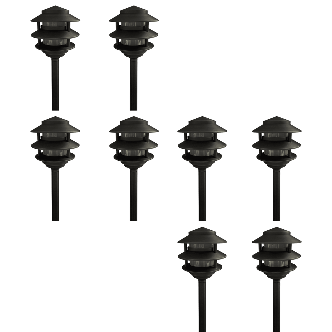 PLB22 4x/8x/12x Package Cast Brass Pagoda LED Low Voltage Pathway Outdoor Lighting Landscape Fixture 3W 3000K Bulb