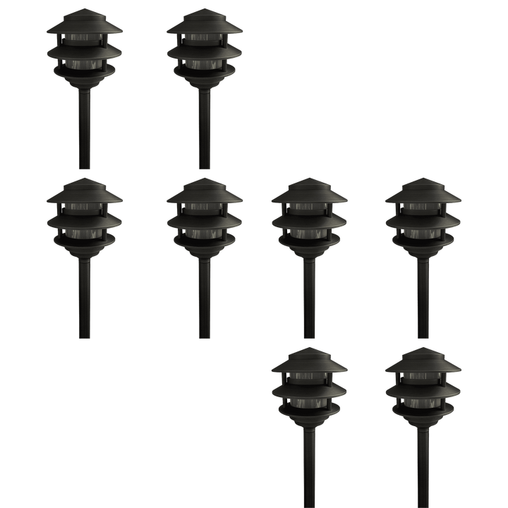 PLB22 4x/8x/12x Package Cast Brass Pagoda LED Low Voltage Pathway Outdoor Lighting Landscape Fixture 3W 3000K Bulb