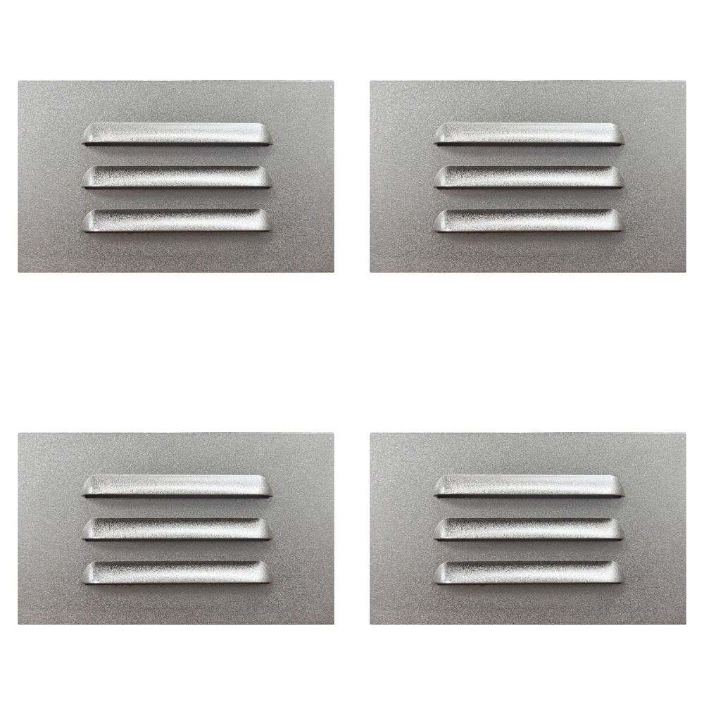 Outdoor Landscape Lighting LED 12V Low Voltage STA11 4x/8x/12x Package 3.5W 12V Low Voltage 3000K Warm White Integrated Rectangular Waterproof Horizontal LED Aluminum Step Light Wall Lighting Fixture Silver 4 Pack