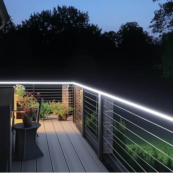 SLN14 Dotless Neon LED Strip Light 120V 3W/ft 120LEDs/M Free Bend IP65 Outdoor Rated High Voltage Soft Silicone Strip Light with Aluminum Clamps, Screws, End Cap and Power Cable