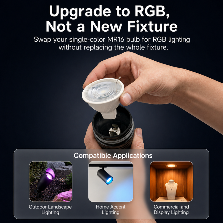 MR16 RGBCW 2700K-5000K Smart Bluetooth 5W 12V Low Voltage LED Bulbs 45° Dimmable Energy Saving Waterproof Light with Antenna and Remote Control