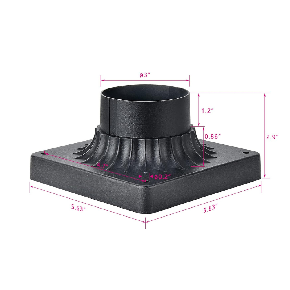 Outdoor Pier Post Light Mount Cast Aluminum Matte Black for 3" Poles and Posts