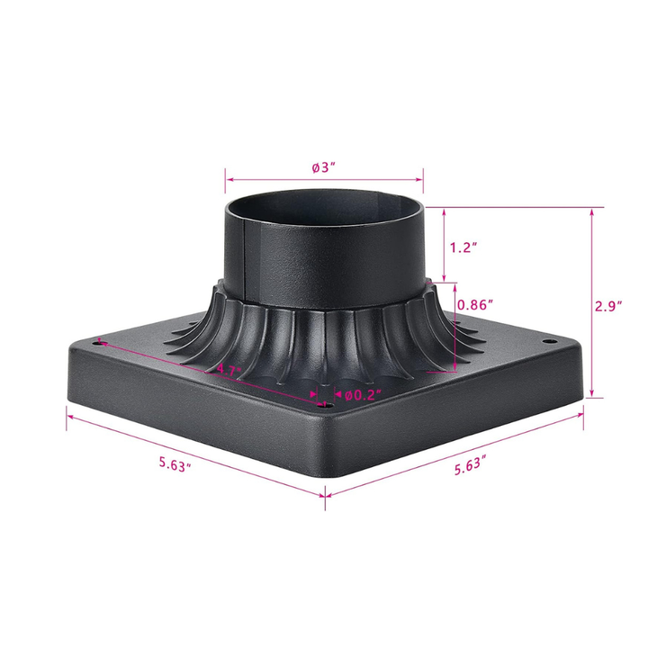 Outdoor Pier Post Light Mount Cast Aluminum Matte Black for 3" Poles and Posts