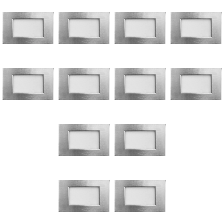 STA10 4x/8x/12x Package 3.5W 12V Low Voltage 3CCT Rectangular Waterproof Horizontal LED Aluminum Stair Step Light Fixture