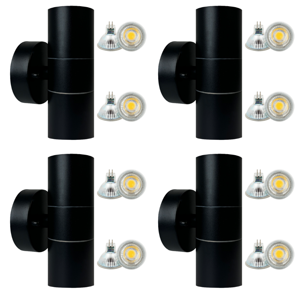 SCS06 4x/8x/12x Package LED Stainless Steel Cylinder Up Down Light 2 Directional Sconce Lighting with 12V Low Voltage 5W 3000K Bulb