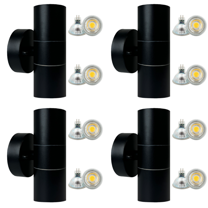 SCS06 4x/8x/12x Package LED Stainless Steel Cylinder Up Down Light 2 Directional Sconce Lighting with 12V Low Voltage 5W 3000K Bulb