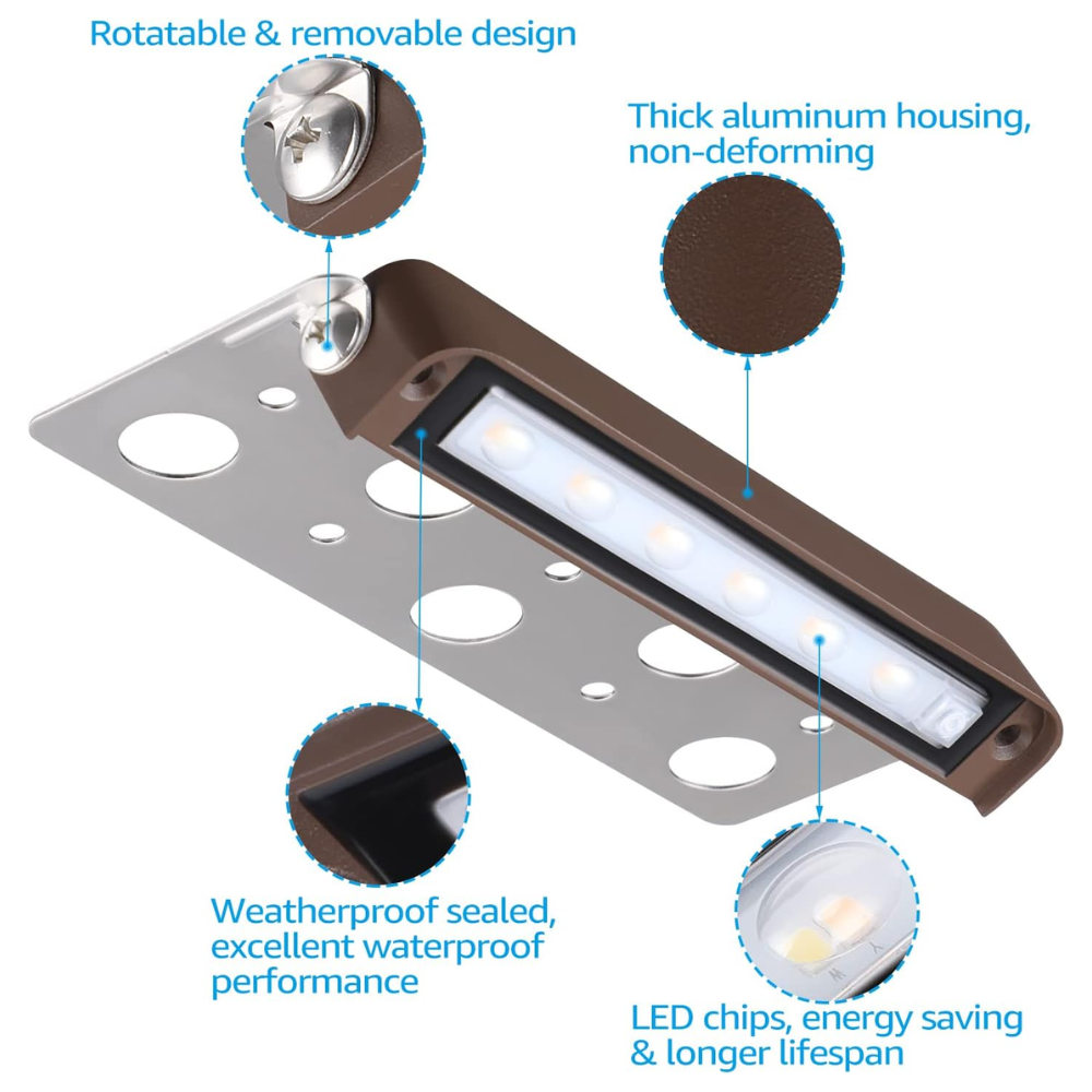 ELA05 8-Pack 7 Inch 4.5W 5CCT LED Retaining Wall Lights, Hardscape Color Changing 12V Low Voltage Landscape Lights Package