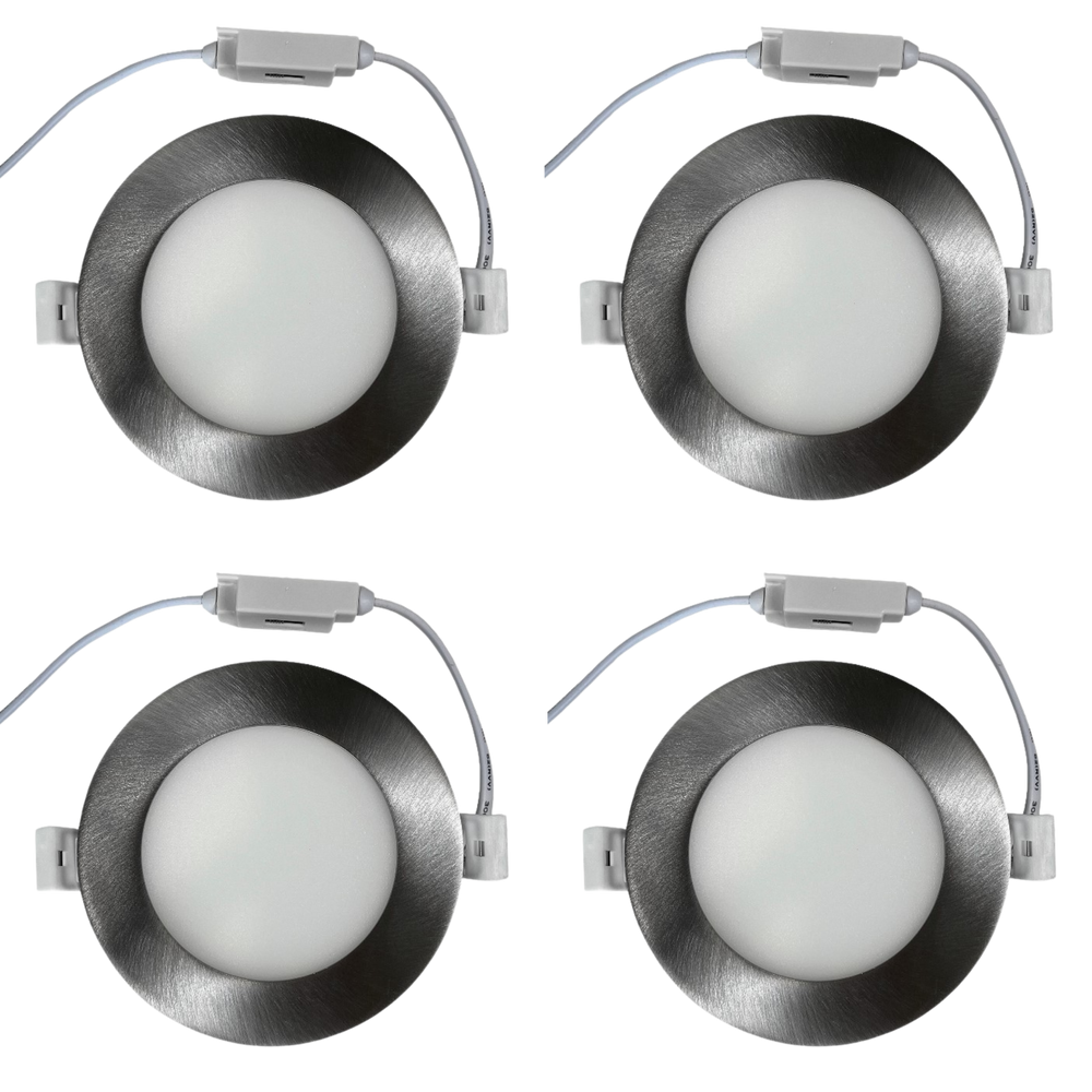 Outdoor Landscape Lighting LED 12V Low Voltage CB04 4x/8x/12x Package 10W 3CCT Dimmable Round Slim 12V AC/DC LED Panel Light Low Voltage Lighting Fixture Brushed Nickel 4 Pack