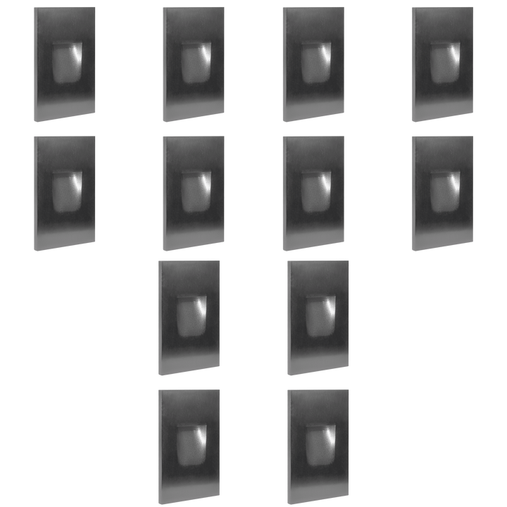 STA06 4x/8x/12x Package 3.5W 3000K Warm White Integrated Rectangular Waterproof Vertical LED Stair Step Light Wall Lighting Fixture