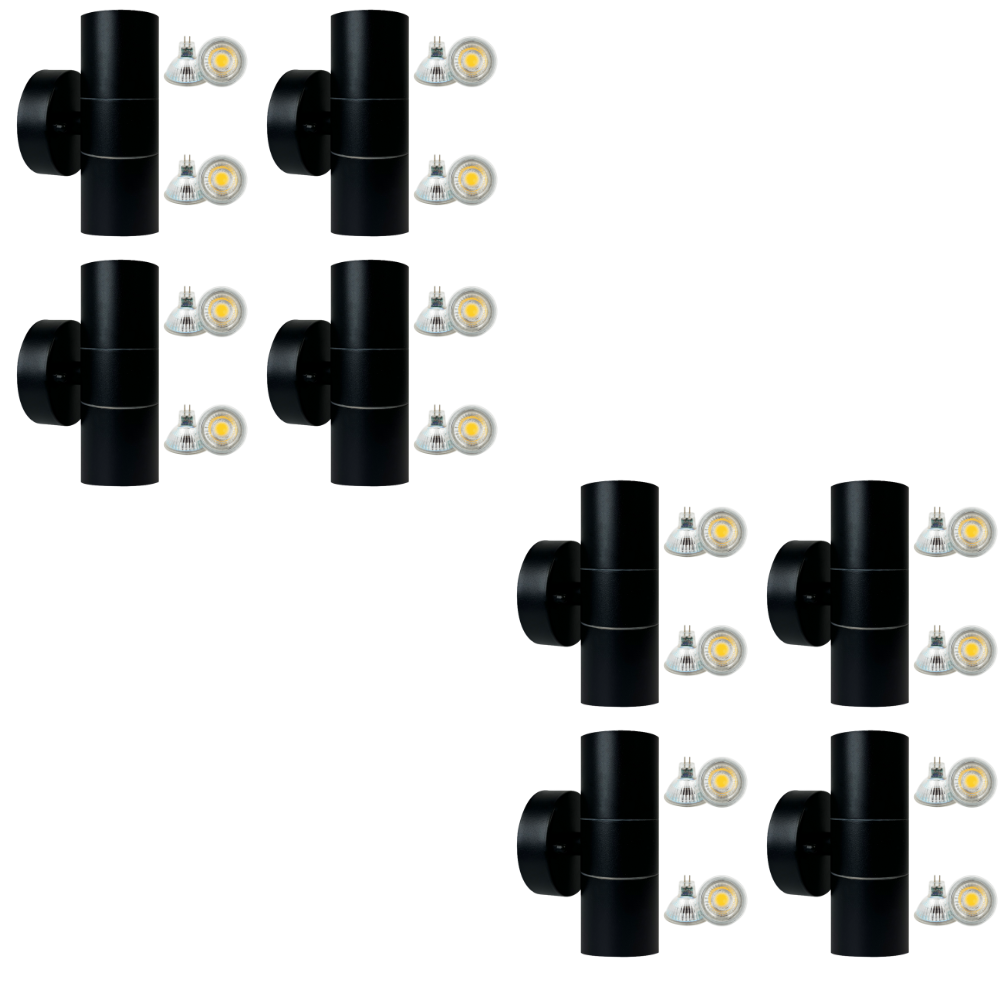 SCS06 4x/8x/12x Package LED Stainless Steel Cylinder Up Down Light 2 Directional Sconce Lighting with 12V Low Voltage 5W 3000K Bulb