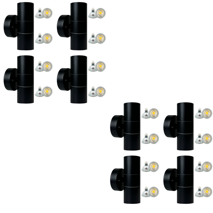 SCS06 4x/8x/12x Package LED Stainless Steel Cylinder Up Down Light 2 Directional Sconce Lighting with 12V Low Voltage 5W 3000K Bulb