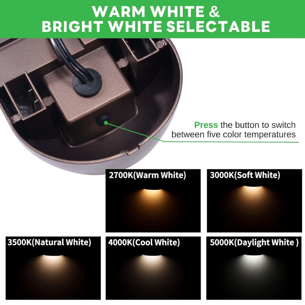 DLA08 5W 250LM Low Voltage 12V-24V 5CCT 2700K/3000K/3500K/4000K/5000K Integrated LED Outdoor Fence Deck Down Light Package, Step Patio Landscape Lights