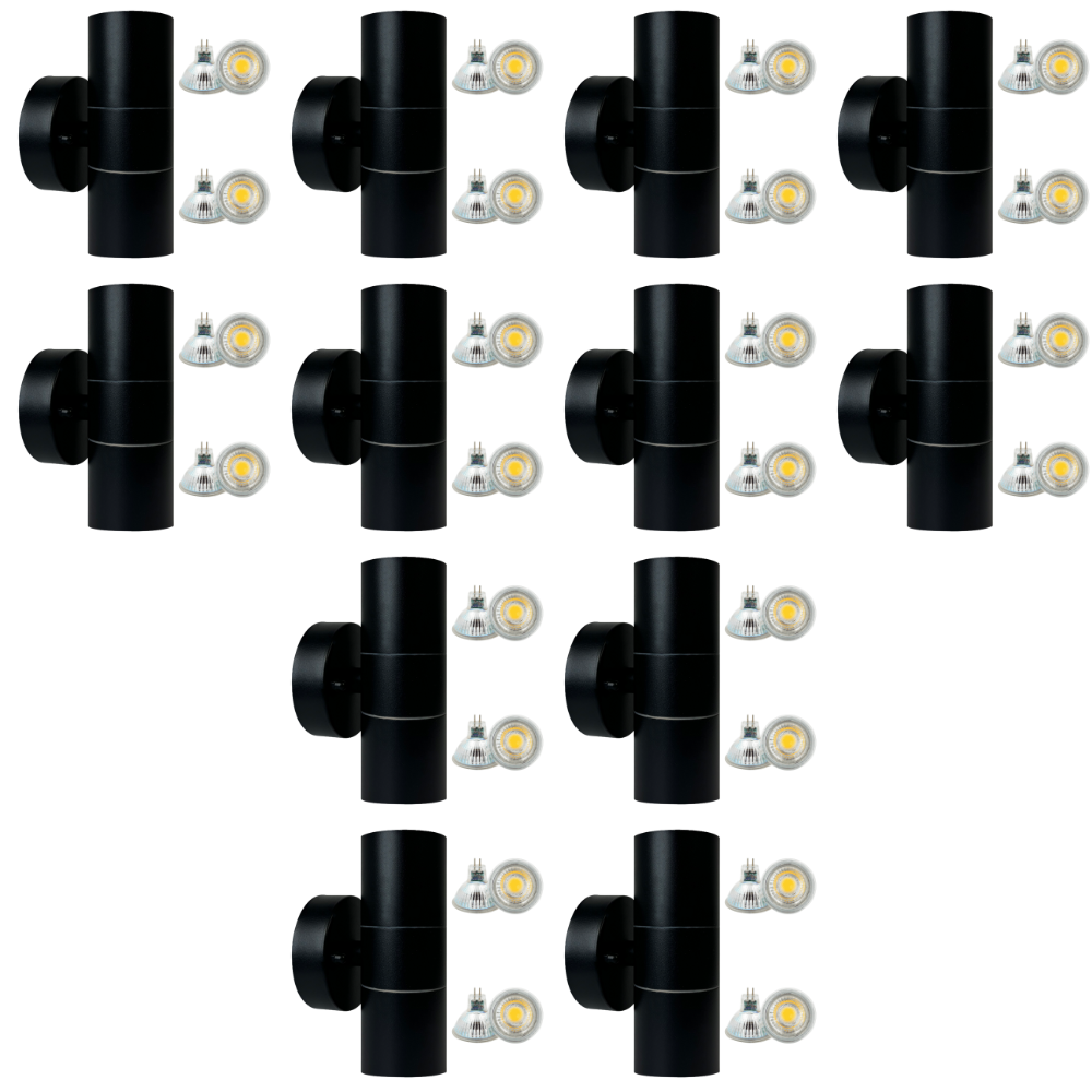 SCS06 4x/8x/12x Package LED Stainless Steel Cylinder Up Down Light 2 Directional Sconce Lighting with 12V Low Voltage 5W 3000K Bulb