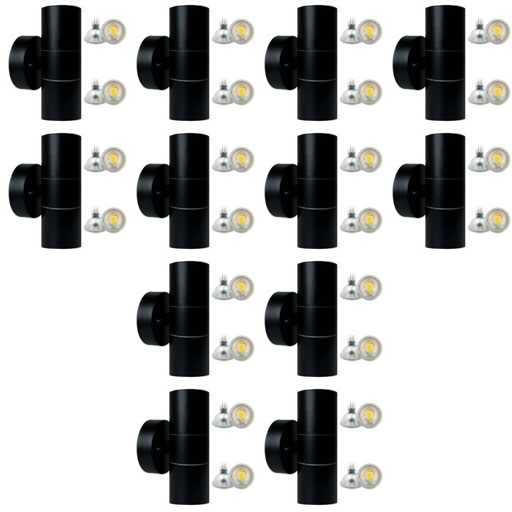 SCS06 4x/8x/12x Package LED Stainless Steel Cylinder Up Down Light 2 Directional Sconce Lighting with 12V Low Voltage 5W 3000K Bulb