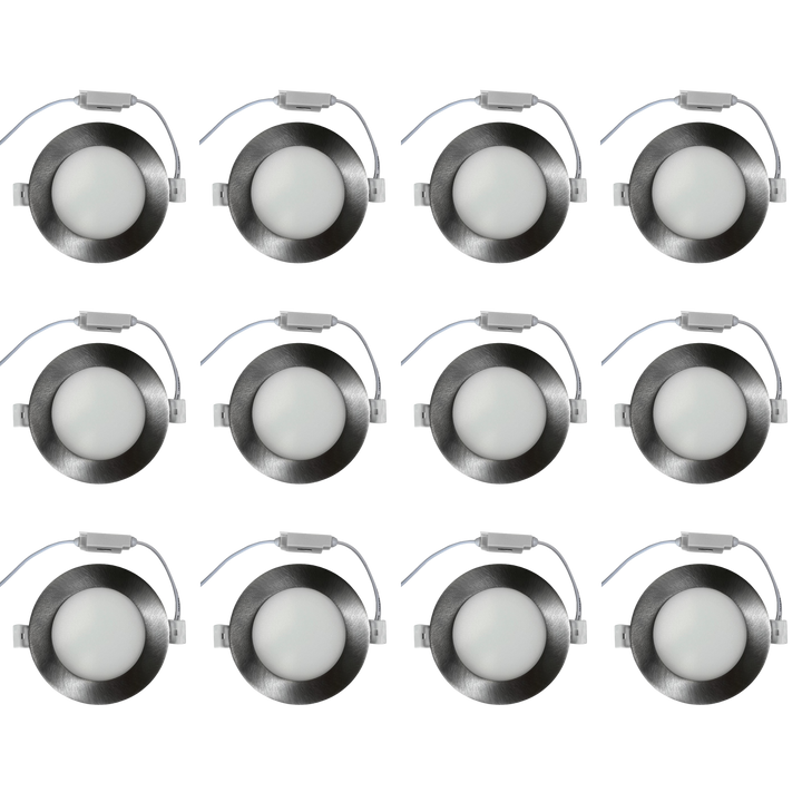 CB04 4x/8x/12x Package 10W 3CCT Dimmable Round Slim 12V LED Panel Light Low Voltage Lighting Fixture