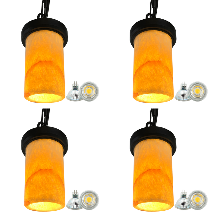HLS70 4x/8x/12x 12V LED Low Voltage Stainless Steel Marble Cylinder Pendant Light Hanging Downlight Fixture with 5W 3000K Bulb Package