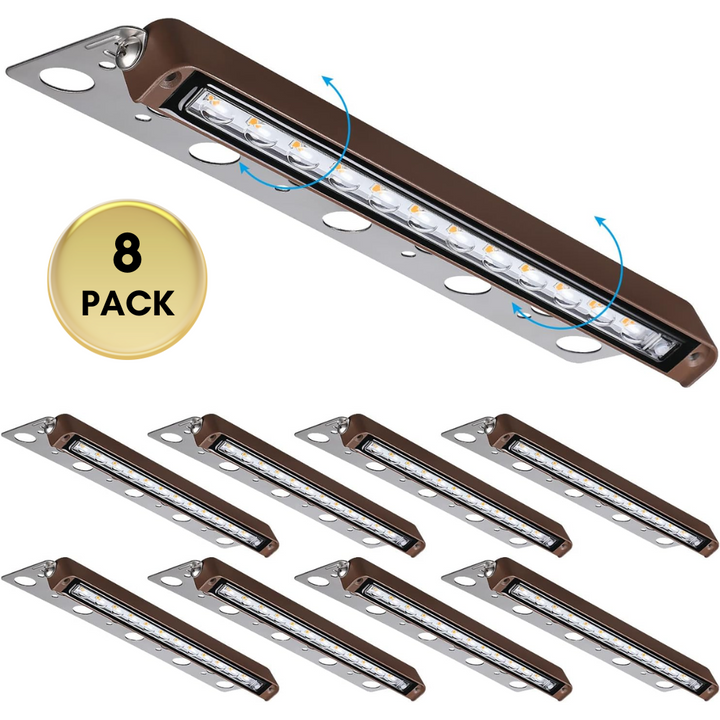 ELA09 8-Pack 12 Inch 2700K/5000K 3W/5W/7W LED Retaining Wall Lights, Hardscape Color Changing 12V Low Voltage Landscape Lights Package