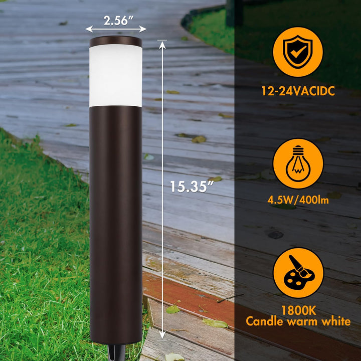 ALP59 Paquete de 4 luces LED de camino de bajo voltaje, iluminación de paisaje exterior, carcasa de aluminio, 5 W 12 V CA/CC luces de camino para entrada, jardín, césped, IP65 impermeable, 3000 K blanco cálido