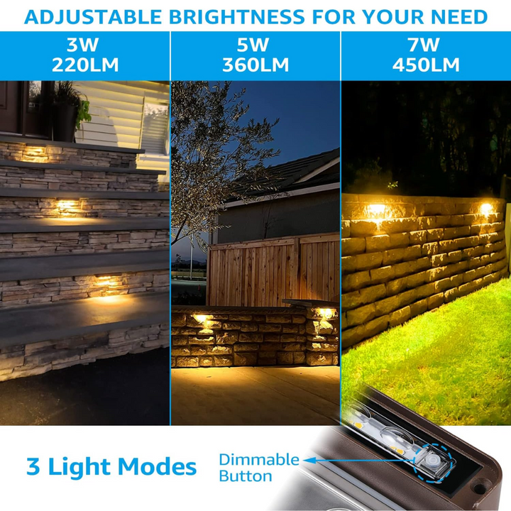 ELA09 8-Pack 12 Inch 2700K/5000K 3W/5W/7W LED Retaining Wall Lights, Hardscape Color Changing 12V Low Voltage Landscape Lights Package