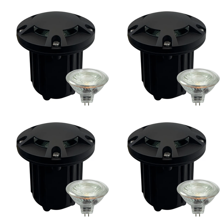 UNB07 4x/8x/12x Package Cast Brass Low Voltage Round Multi-Directional LED In-ground Well Light IP65 Waterproof with 5W 3000K Bulb