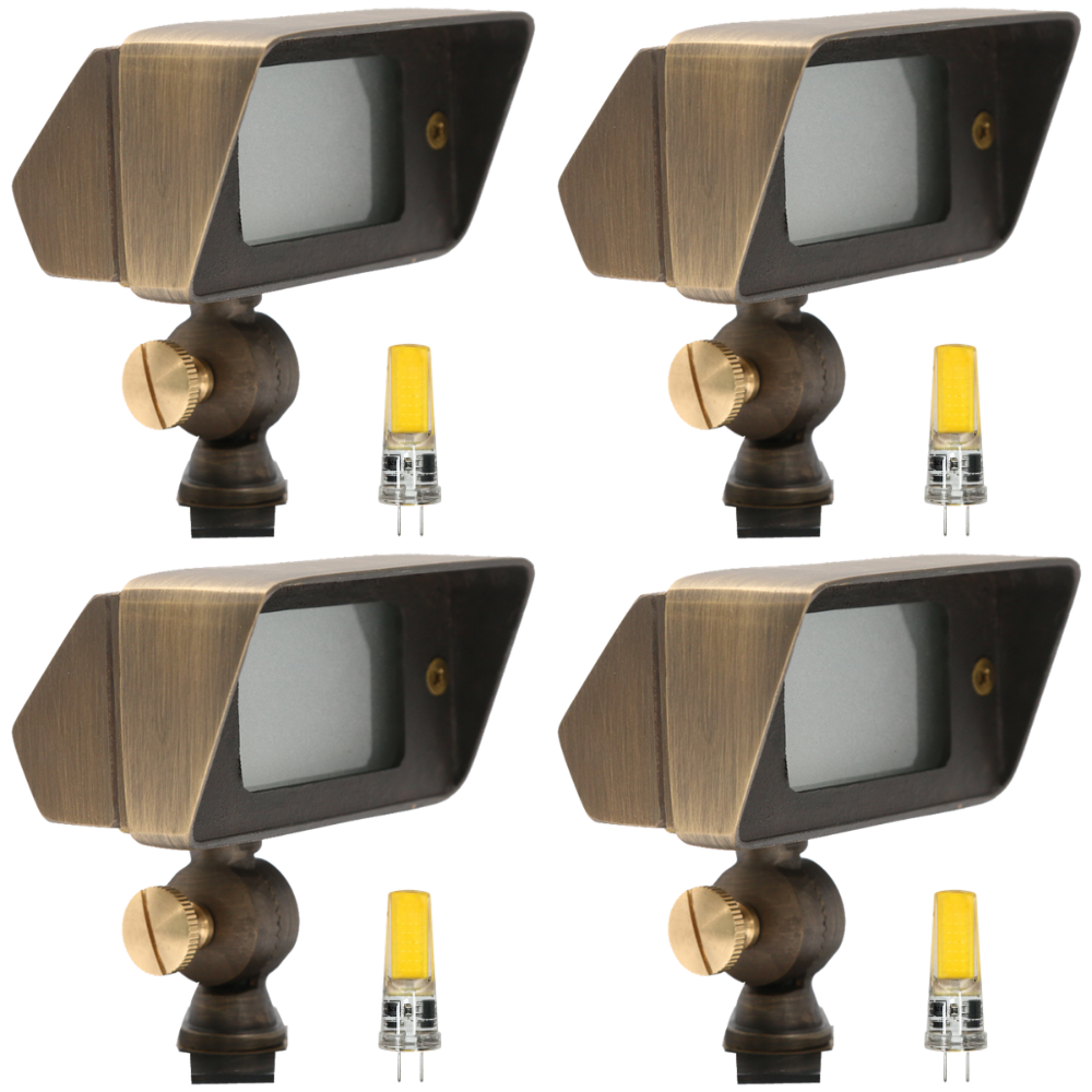 FPB01 4x/8x/12x Package Brass Rectangular LED Directional Floodlight Adjustable Lighting 3W 3000K Bulb