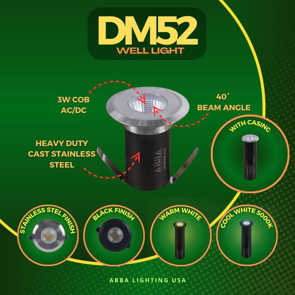 Outdoor Landscape Lighting LED 12V Low Voltage DM52 4x/8x/12x Package 3W COB LED 12V Low Voltage In-Ground Landscape Well Lights Waterproof Fixture 3000K
