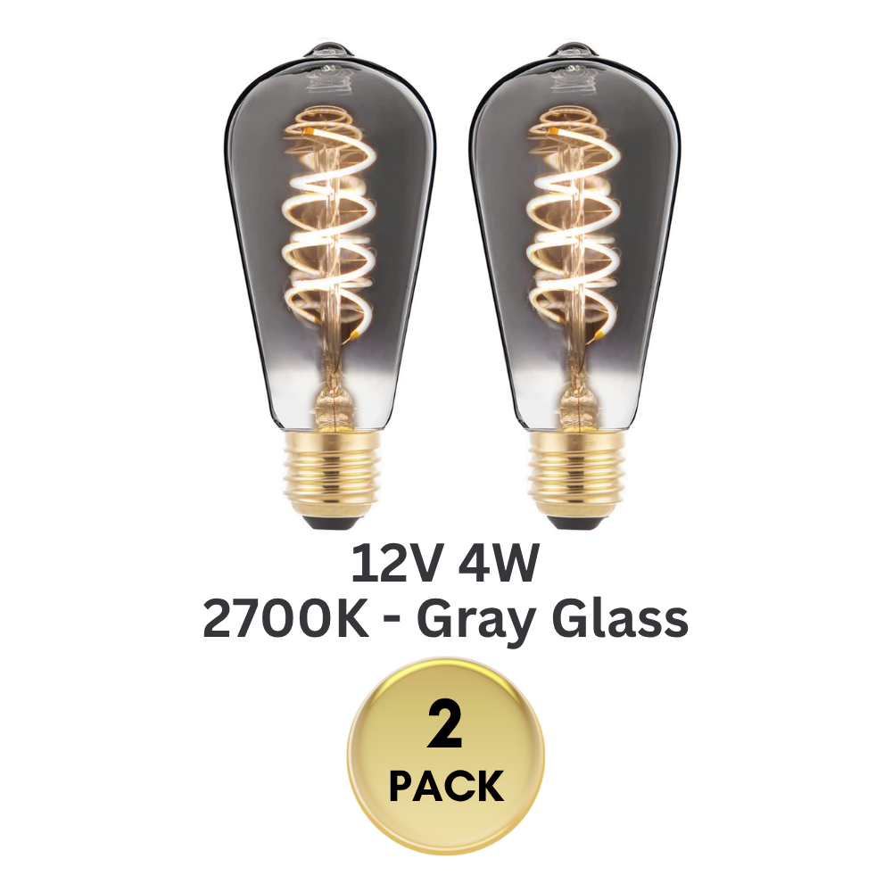 E26 4W 12V-36V 2700K AC/DC LED Spiral Filament Edison Bulbs Package Dimmable Energy Saving Low Voltage Light Bulb