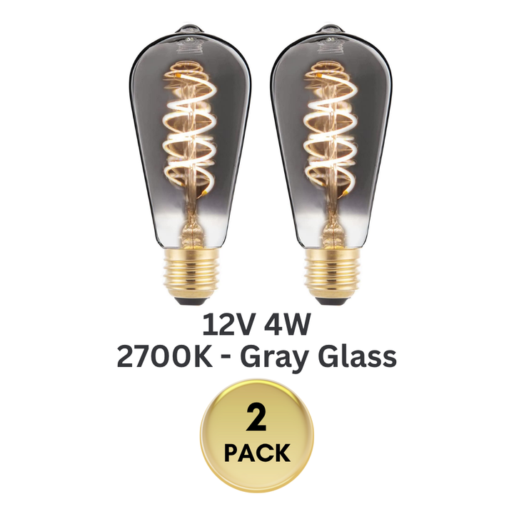 E26 4W 12V-36V 2700K AC/DC LED Spiral Filament Edison Bulbs Package Dimmable Energy Saving Low Voltage Light Bulb