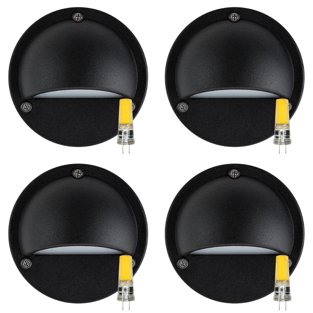 STA09 4x/8x/12x Package LED Round Aluminum Deck Light Surface Mount 12V Low Voltage Landscape Lighting with 3W 3000K Bulbs