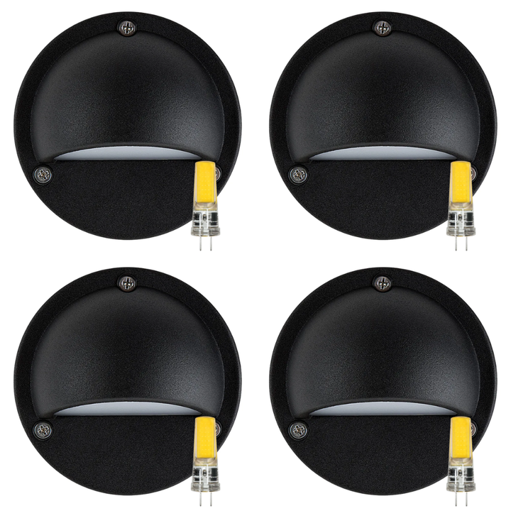 STA09 4x/8x/12x Package LED Round Aluminum Deck Light Surface Mount 12V Low Voltage Landscape Lighting with 3W 3000K Bulbs