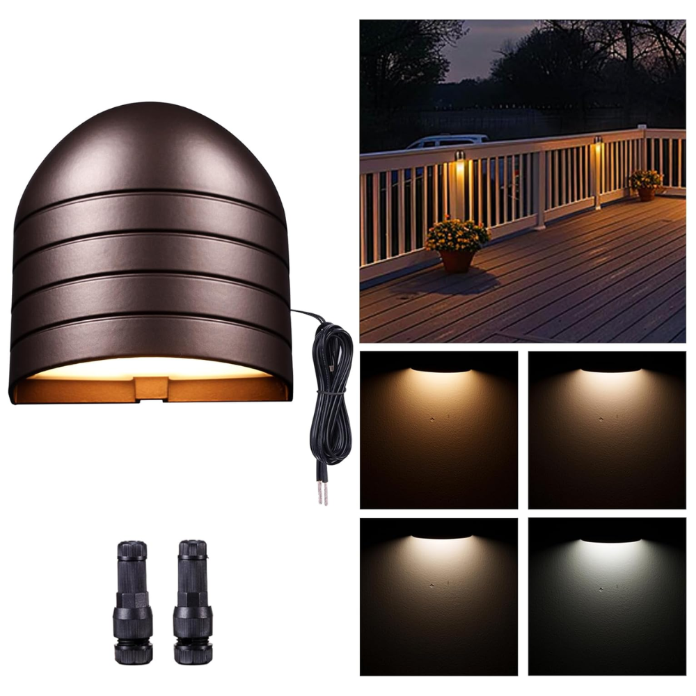 DLA08 5W 250LM Low Voltage 12V-24V 5CCT 2700K/3000K/3500K/4000K/5000K Integrated LED Outdoor Fence Deck Down Light Package, Step Patio Landscape Lights