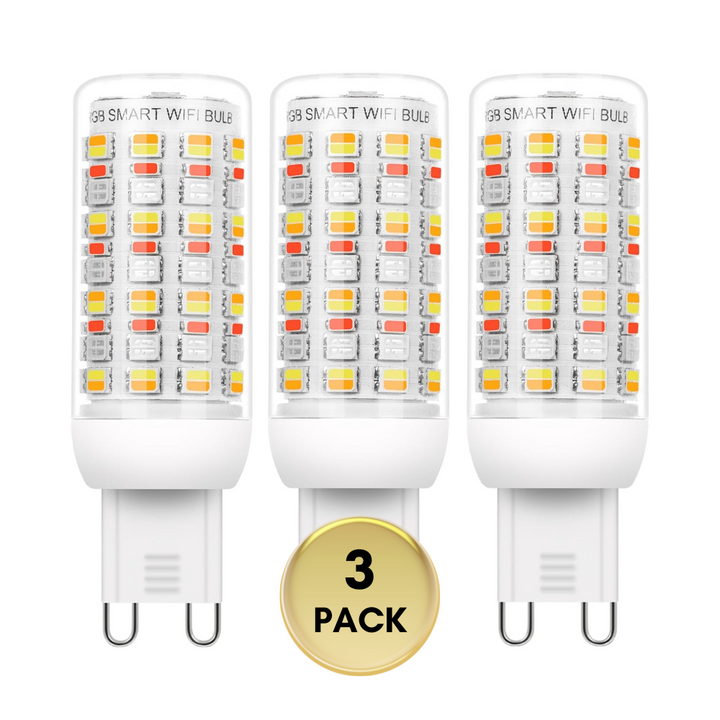 RGBCW G9 4W Smart WI-FI Control LED Light Bulb 2/3 Pack, Energy Saving RGBCW Color Changing 2700K-6500K High Voltage 120V Outdoor LED Bulb Compatible with Alexa and Google Assistant