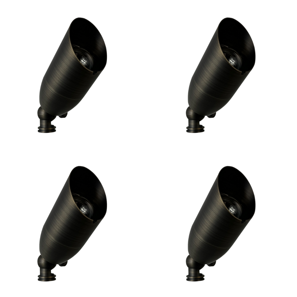 Outdoor Landscape Lighting LED 12V Low Voltage SPB14 4x/8x/12x Package 12V Low Voltage LED Outdoor Landscape Brass Spotlight 3W 3000K Bulb Dark Brass 4 Pack