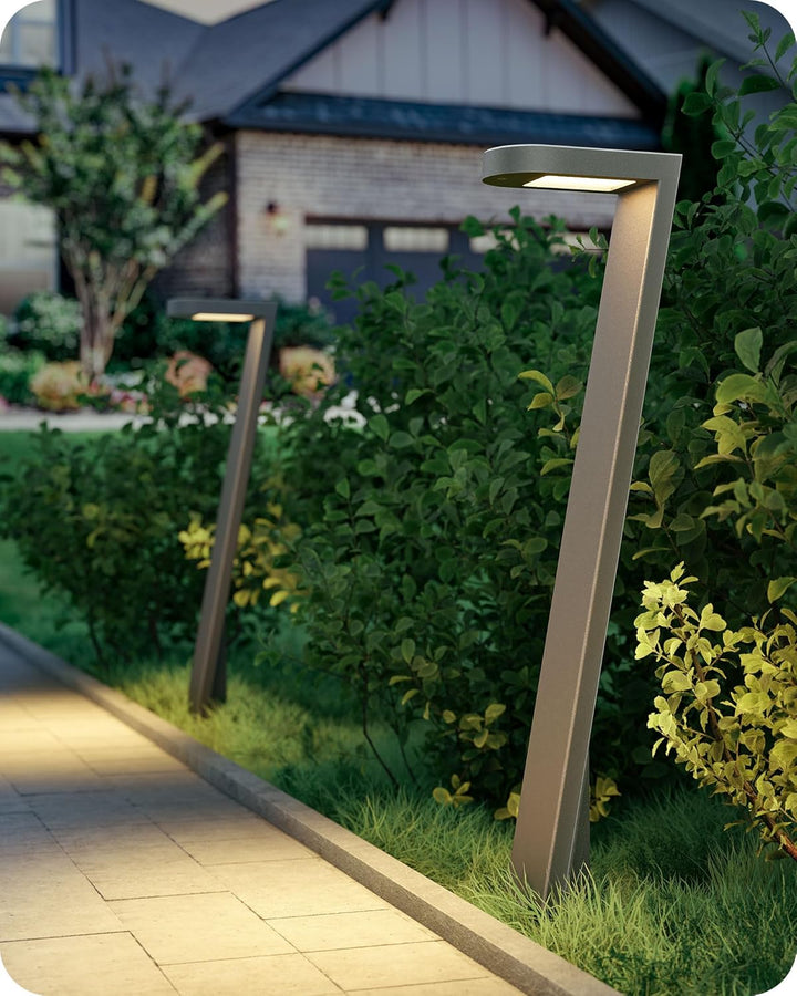 ALP59 Paquete de 4 luces LED de camino de bajo voltaje, iluminación de paisaje exterior, carcasa de aluminio, 5 W 12 V CA/CC luces de camino para entrada, jardín, césped, IP65 impermeable, 3000 K blanco cálido