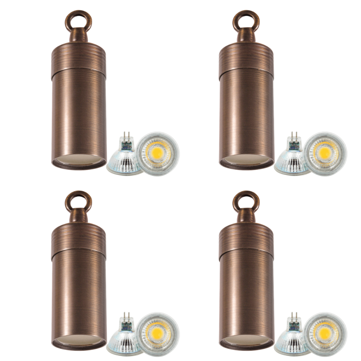 HLB01 4x/8x/12x Package 12V LED Low Voltage Brass Cylinder Pendant Light Hanging Downlight Fixture 5W 3000K Bulb