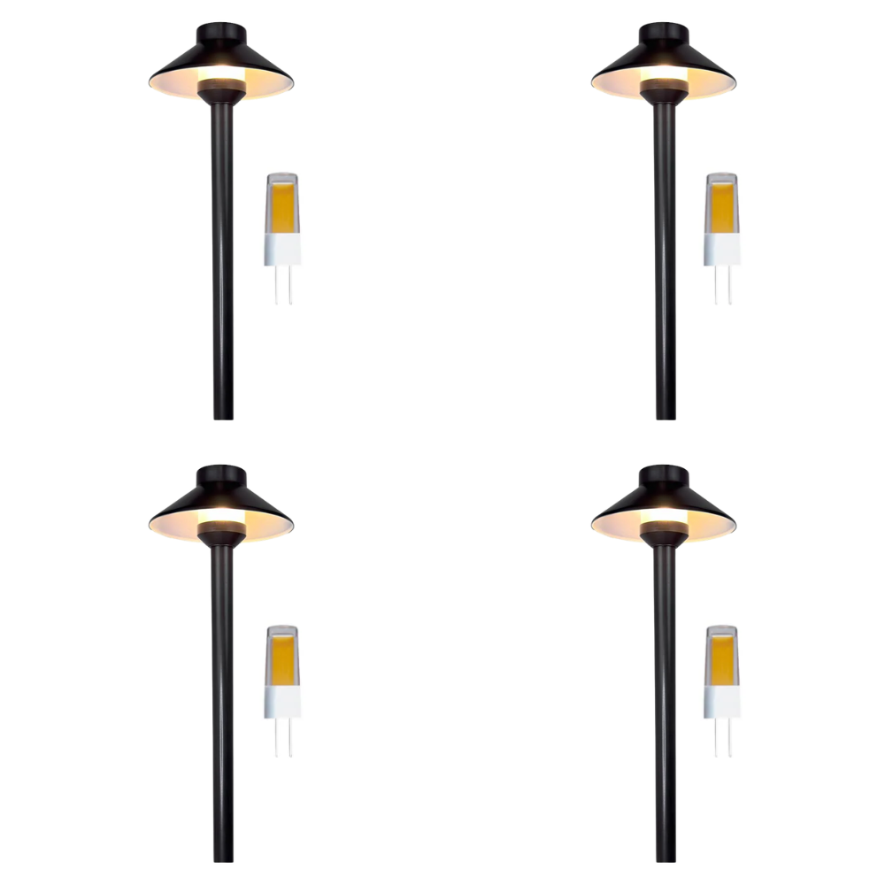 Outdoor Landscape Lighting LED 12V Low Voltage PLB02 Frosted Lens 4x/8x/12x Package Outdoor Garden Pathway Light | 12V Low Voltage Brass Path Light 3W 3000K Bulb Black Brass 4 Pack