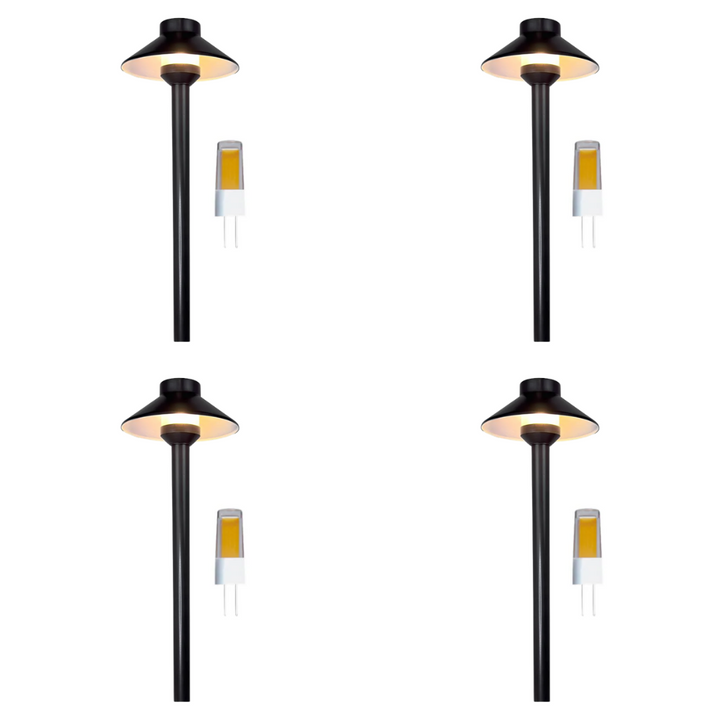 PLB02 Frosted Lens 4x/8x/12x Package Outdoor Garden Pathway Light | Low Voltage Brass Path Light 3W 3000K Bulb