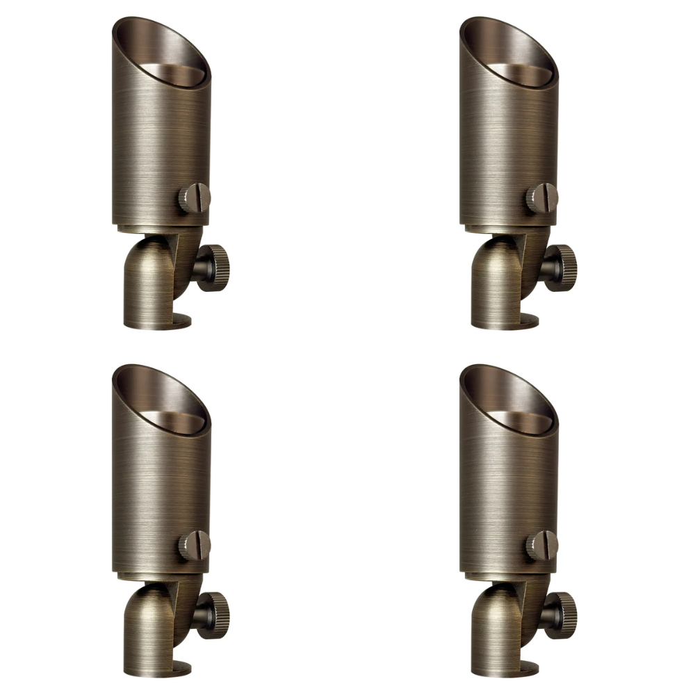 Outdoor Landscape Lighting LED 12V Low Voltage SPB08 4x/8x/12x Package 5W 2700K Warm White Integrated LED Brass Spotlight 12V Low Voltage Small Directional Bullet Light Outdoor Landscape 4 Pack Natural Brass