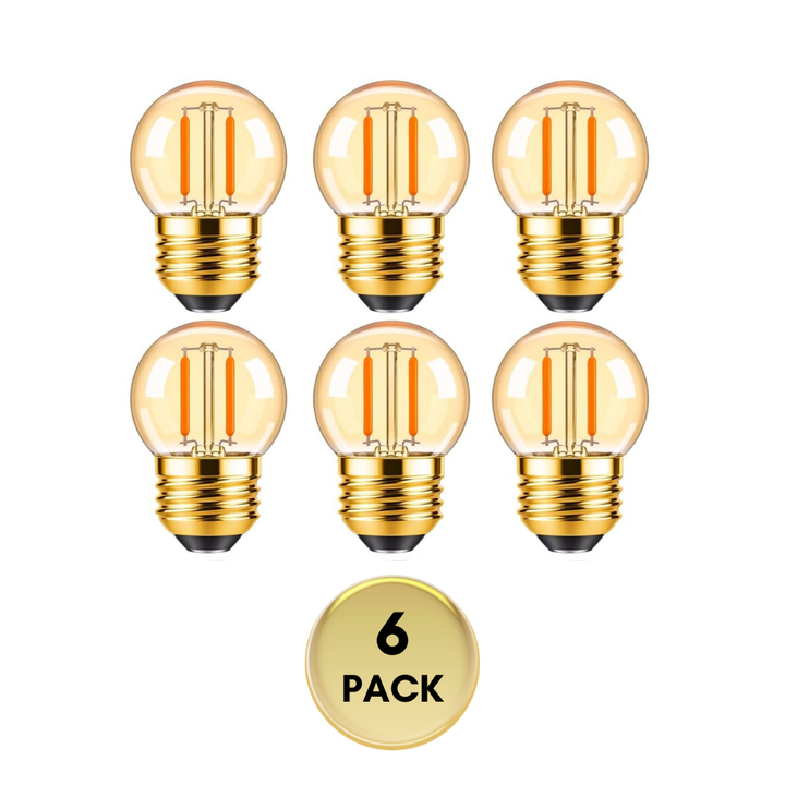 Outdoor Landscape Lighting LED 12V Low Voltage E26 1W 100LM 12V-24V 2200K Amber AC/DC LED Filament Edison 6-Pack Bulbs Package Energy Saving Low Voltage Light Bulb