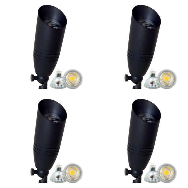 Outdoor Landscape Lighting LED 12V Low Voltage SPB06 4x/8x/12x Package 12V Low Voltage LED Outdoor Landscape Brass Spotlight with 5W 3000K Bulb Black Brass 4 Pack