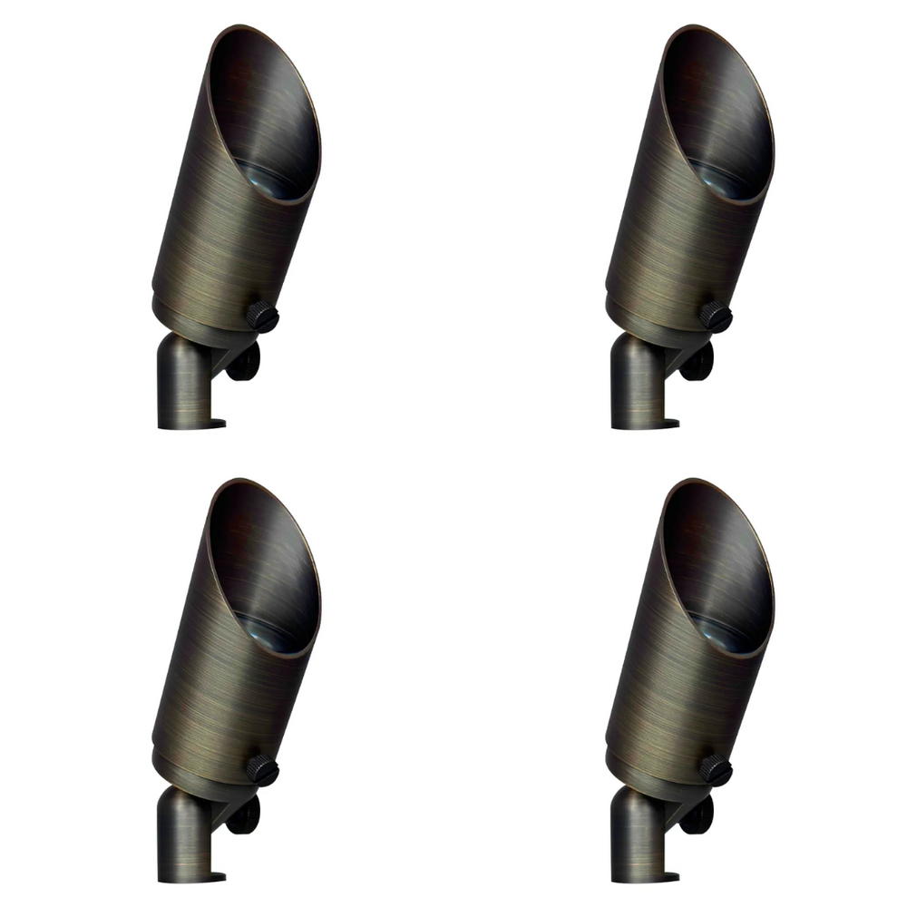 Outdoor Landscape Lighting LED 12V Low Voltage SPB10 4x/8x/12x Package 8W 3000K Warm White Integrated LED Brass Spotlight 12V Low Voltage Small Directional Bullet Light 4 Pack Natural Brass