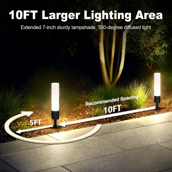 Outdoor Landscape Lighting LED 12V Low Voltage ALP55 Low Voltage Landscape Lighting Pathway Lights Package, 6W 300LM Landscape Lights 3000K Warm, IP65 Waterproof, Aluminum Outdoor Landscape Path Lights