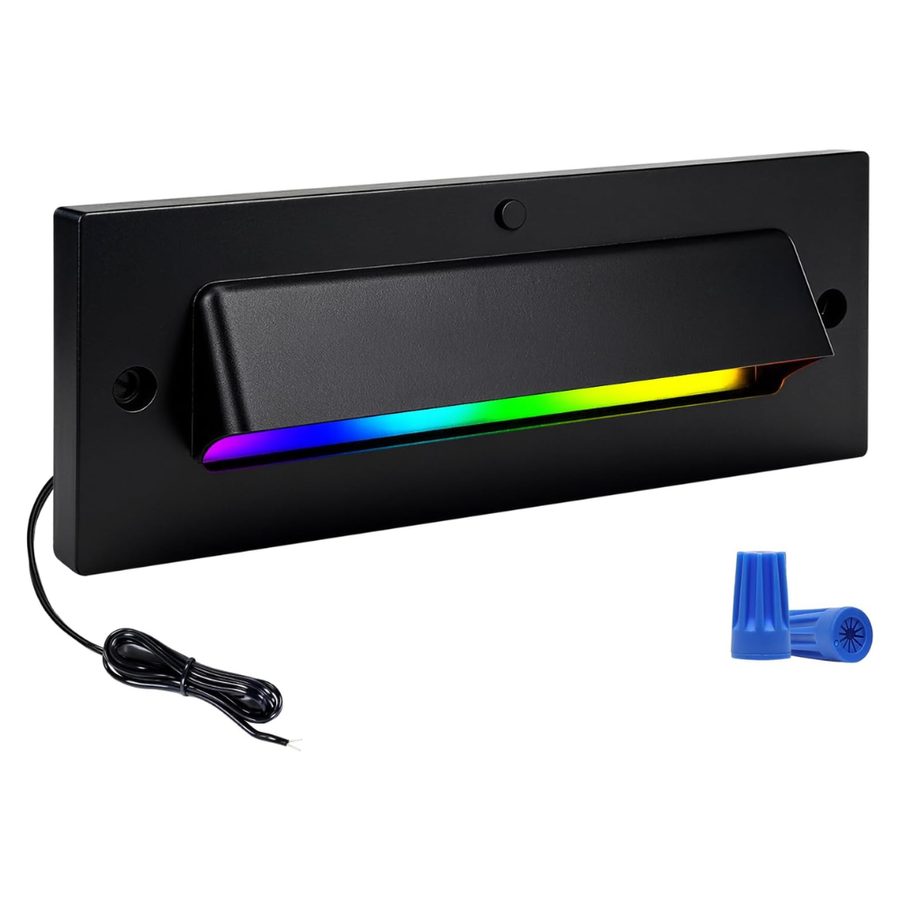 Outdoor Landscape Lighting LED 12V Low Voltage STLA01 1x/6x/12x Package 5W Black 12V-24V Low Voltage RGBCW 10-Color Integrated LED Outdoor Step Lights Package, 12V LED Deck Lights Landscape Lights 1 Pack