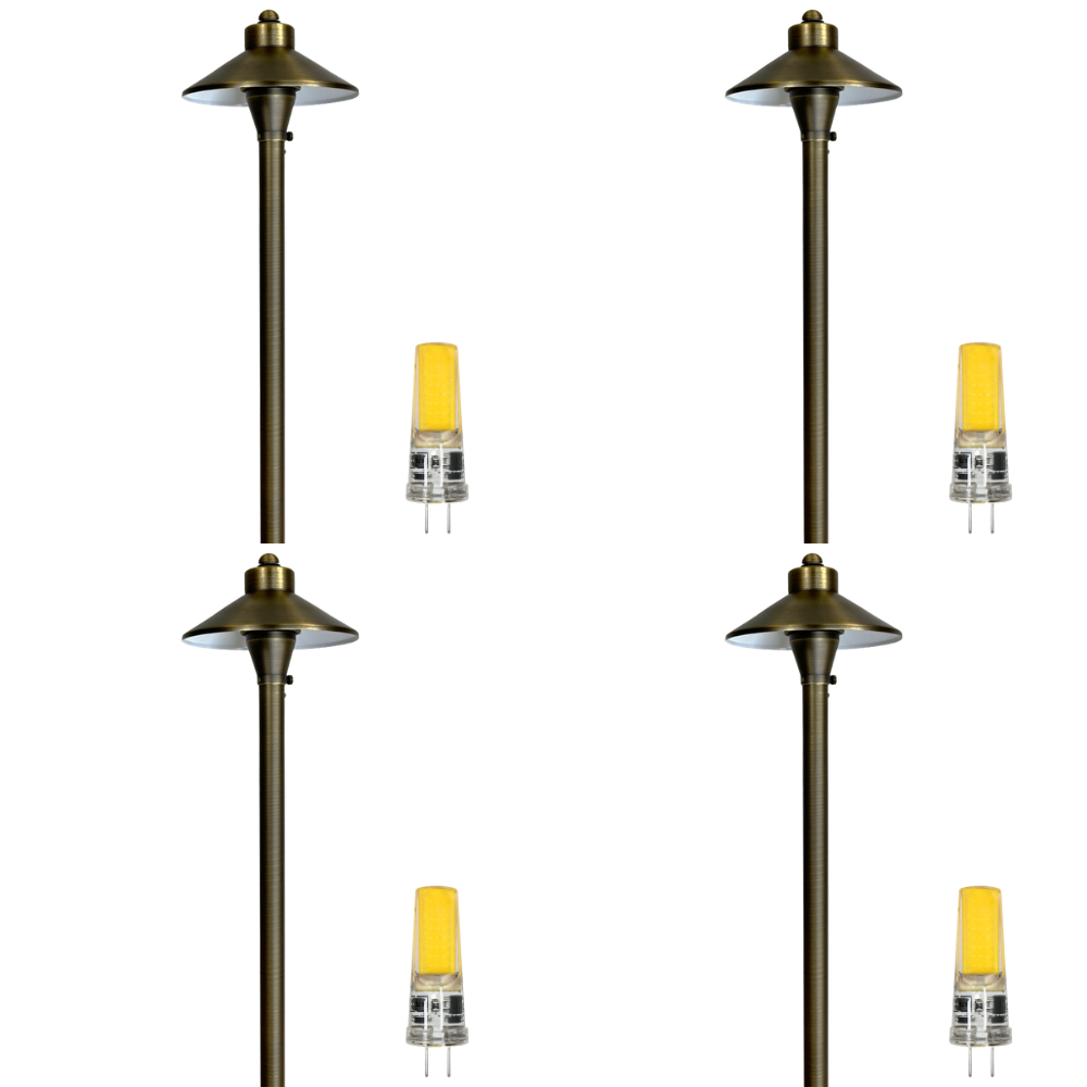 Outdoor Landscape Lighting LED 12V Low Voltage PLB03 4x/8x/12x Package LED 12V Low Voltage Brass Pathway Lights Outdoor Landscape Lighting Fixtures 3W 3000K Bulb 4 Pack