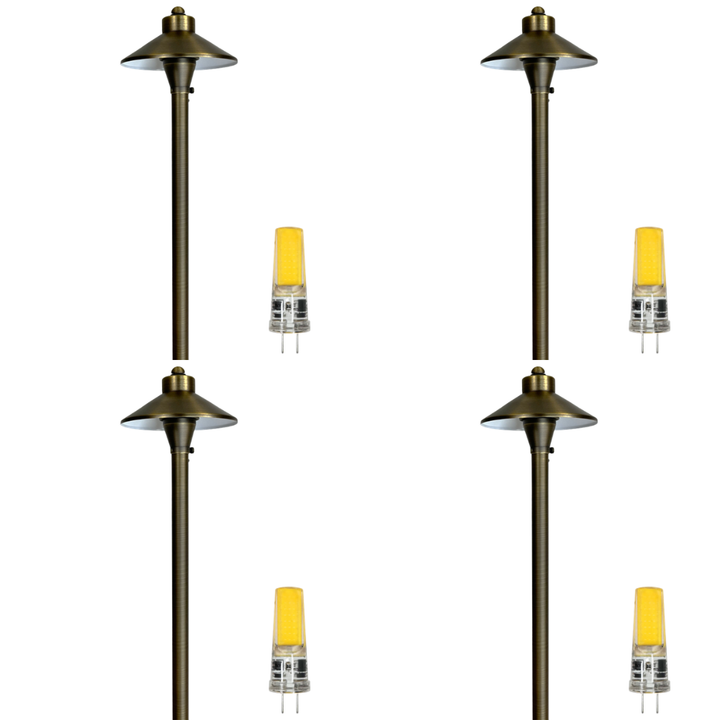 Outdoor Landscape Lighting LED 12V Low Voltage PLB03 4x/8x/12x Package LED 12V Low Voltage Brass Pathway Lights Outdoor Landscape Lighting Fixtures 3W 3000K Bulb 4 Pack