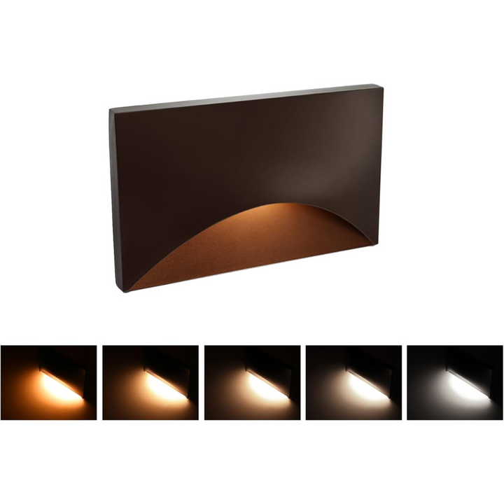 STAH03 5CCT 120V LED Aluminum Outdoor Step Lights, 2700K/3000K/3500K/4000K/5000K Stair Lighting Package, 3W Dimmable LED Lights for Step Stair, CRI90, ETL Listed, IP65 Waterproof