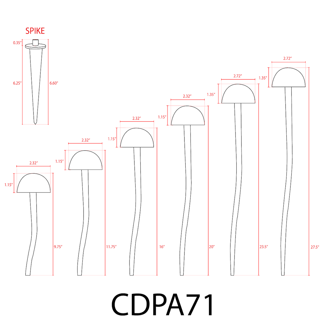 CDPA71 4x/8x/12x Package Mushroom Aluminum 3000K Warm White Integrated LED Low Voltage Path Light