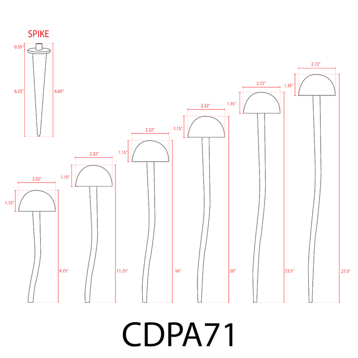 CDPA71 4x/8x/12x Package Mushroom Aluminum 3000K Warm White Integrated LED Low Voltage Path Light