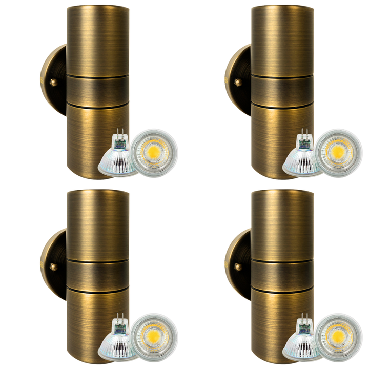 SCB05 4x/8x/12x Package LED Cylinder Up Down Light 2 Directional Brass Sconce Lighting with 12V Low Voltage 5W 3000K Bulb